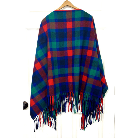 Vtg PENDLETON Womens Tartan Plaid Wool Zip Up Poncho Blanket Cape USA Knockabout - Picture 9 of 13